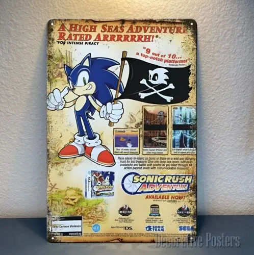 1p,Sonic Retro Video Game Metal Poster - 8x12inch (20x30cm) Sign