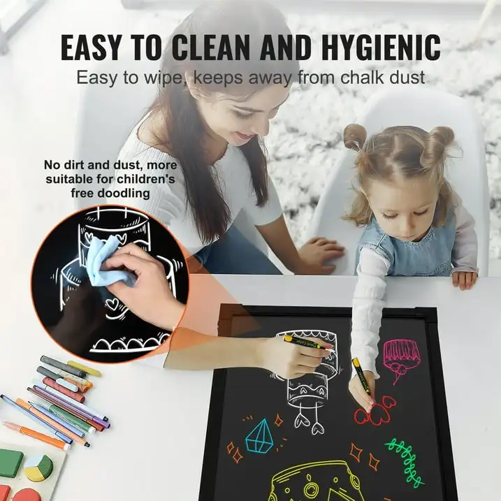 KFFKFF LED Writing Board, 24"x16" Light-Up Erasable Sign, Neon-Style Menu Display