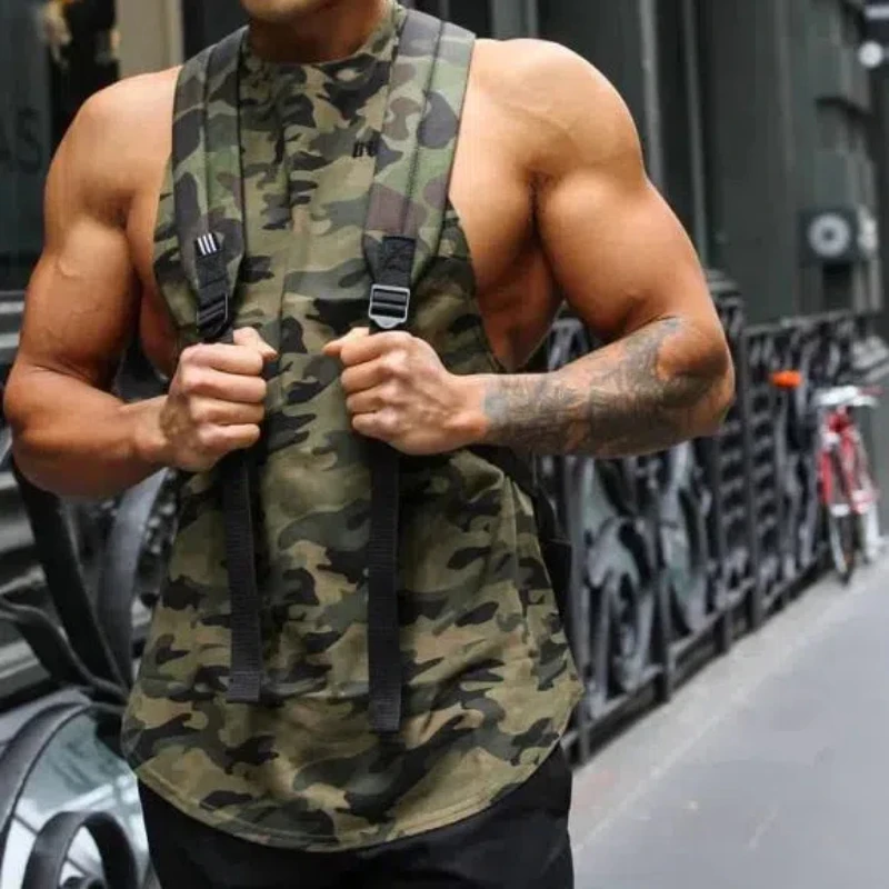 2024 Men's Clothing Summer O-Neck Pullovers Sleeveless Camouflage Printed Fashion Ventilation Quick Drying All-match Tank Tops