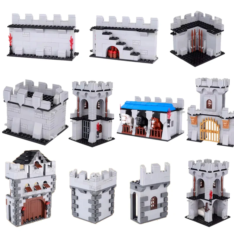 City Modern Medieval MOC Building Blocks Toys Mahjong Game Machine Bonfire Tent Judgment Platform Hanging Cage Castle Wall K051