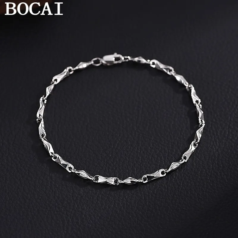 

BOCAI NEW S999 Sterling Silver Fashionable And Simple Ruyi Yuanbao Bracelet Gifts For Men And Women