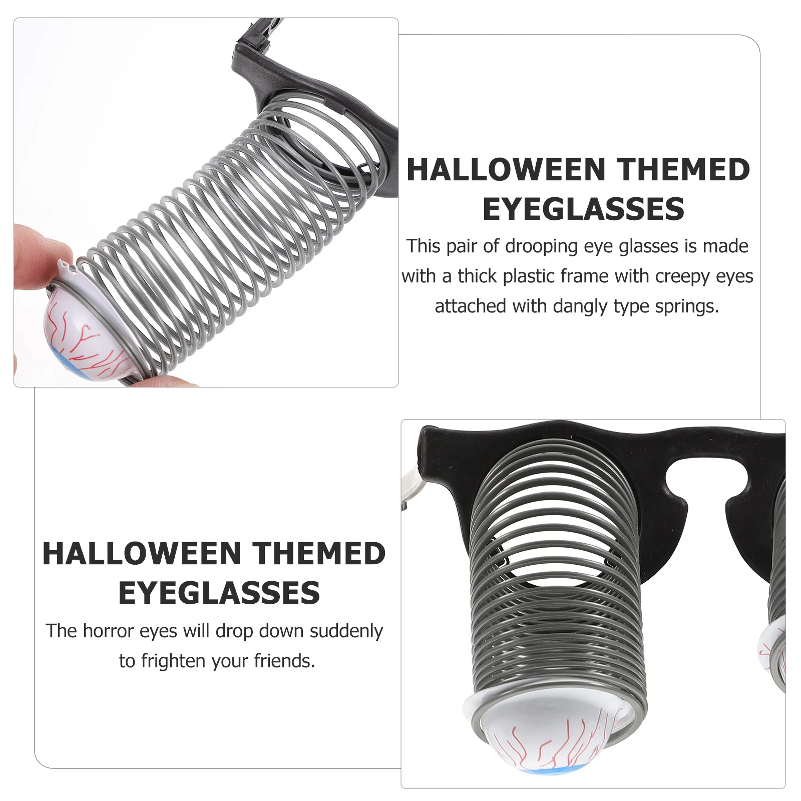 Bloodshot Eyeballs Spring Glasses Horror Funny Eyeball-Dropping for Halloween Costume Party Fool's Day