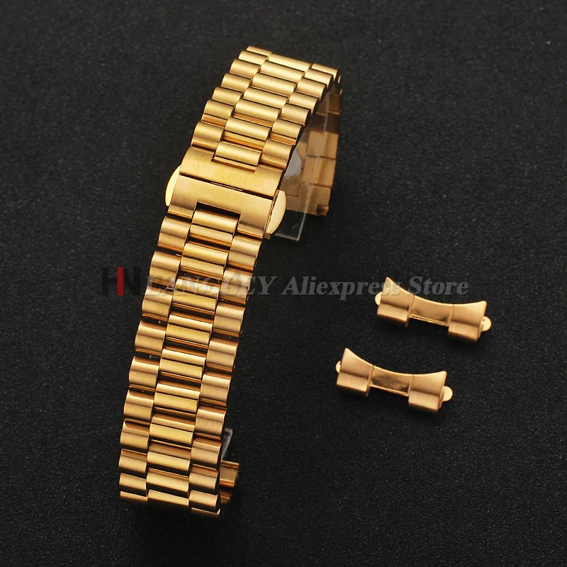 Solid Stainless Steel Watchband 10 12 13 14 16 17 18mm 19mm 20mm 21mm 22mm Replacement Men Wristband Arc End Interface Bracelets