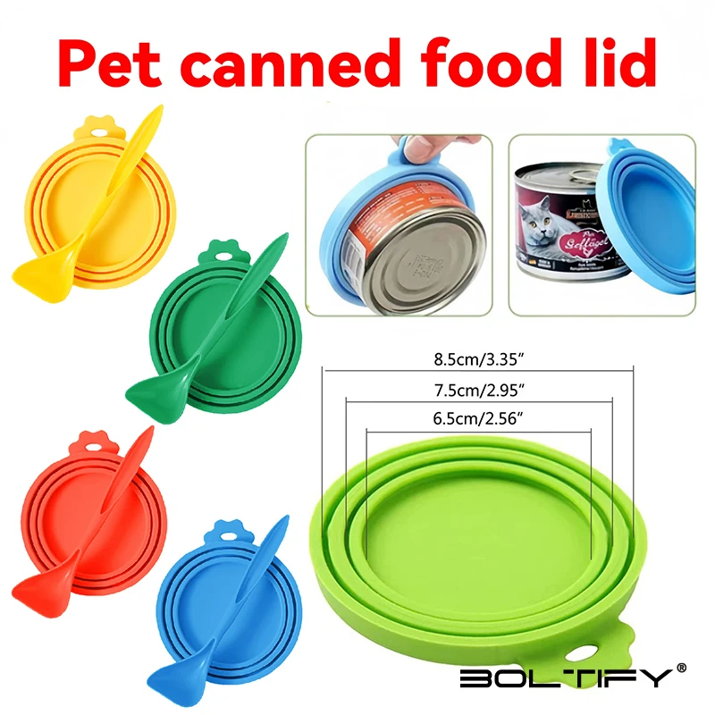 

Portable Silicone Dog Cat Canned Lid 2-in-1Food Sealer Spoon Pet Food Cover Storage Fresh-keeping Lids Bowl Dog Accessories
