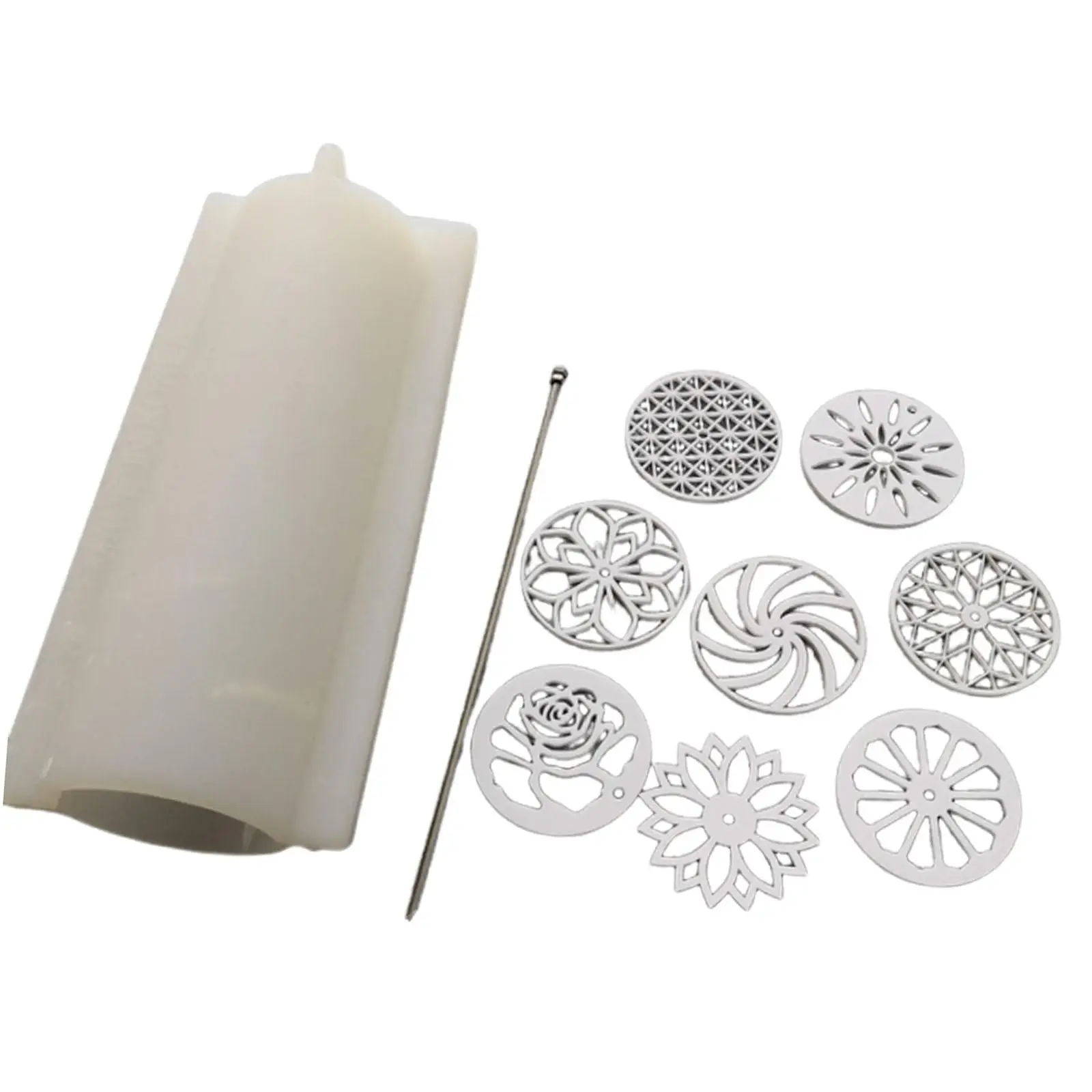 

Силиконовая форма-трубка для мыла «Калейдоскоп» с 8 цветочными шаблонами, прочная, гибкая, для поделок, печенья, свечей, тортов