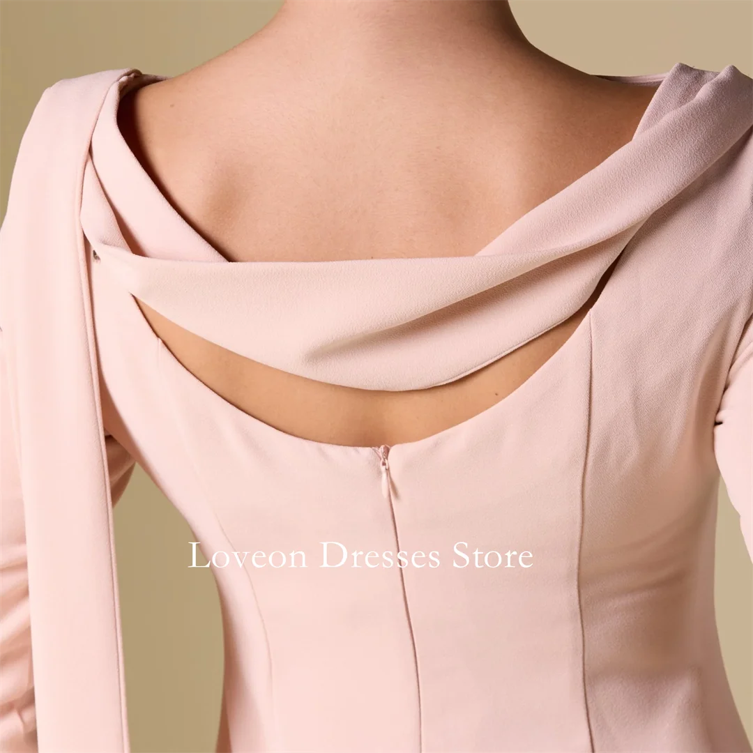 Luz rosa mangas compridas maxi vestido formal vestidos de noite mangas compridas estilo árabe personalizado elegante baile de formatura crescidos festa feminina