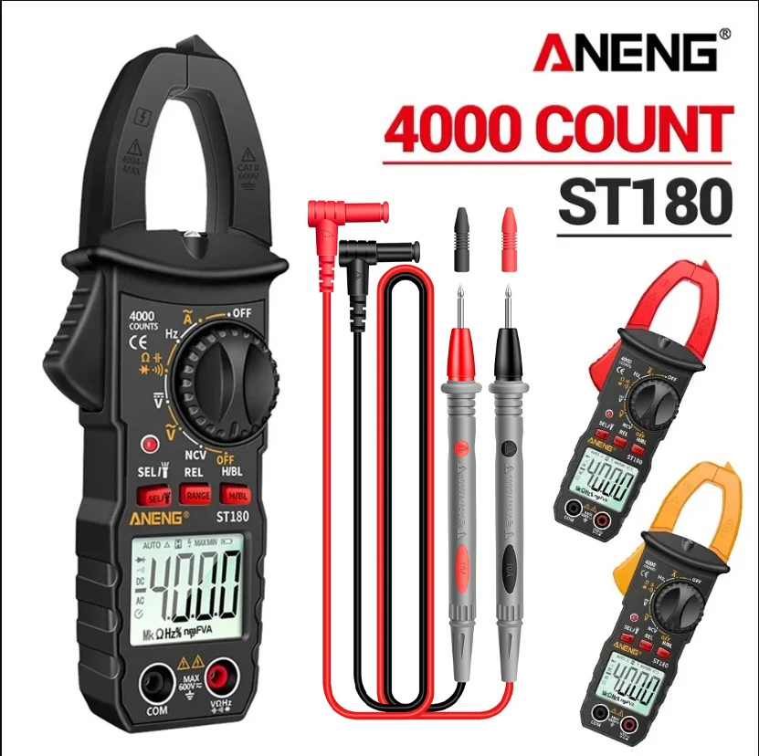 ANENG ST180 Digital Clamp Meter 4000 Counts Ammeter Voltage Multimeter AC Current Tester Car Test Capacitance NCV Ohmmer Tools