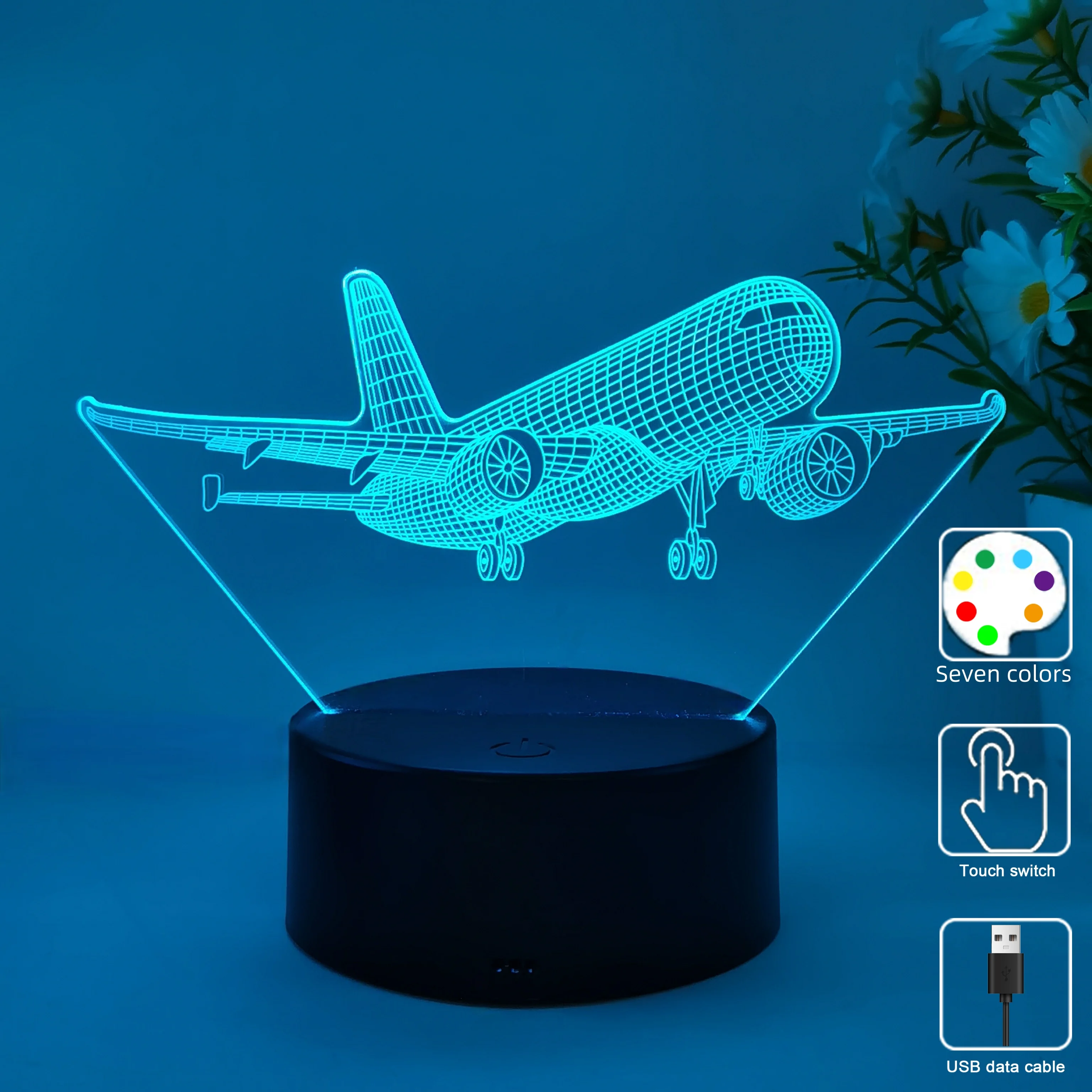 1 szt. Lampka nocna 3D do modelu samolotu, interfejs USB, kolekcja prezentów dla entuzjastów lotu, świąteczne lampki dekoracyjne.