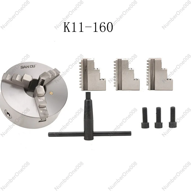 K11-160 3 jaw lathe chuck self-centering 160mm manual type hardened steel for small bench lathe