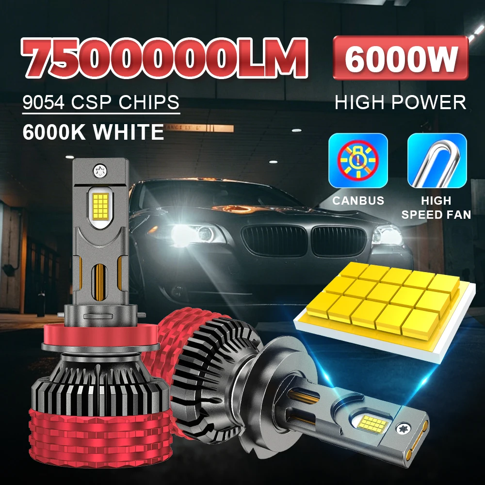 

Auto Fog H4 H7 H1 LED H3 H8 H9 H11 9005 9006 9012 HB3 HB4 7500000LM 6000W Car LED Headlight Led Light Kit for Car 6000K 12V 2PCS