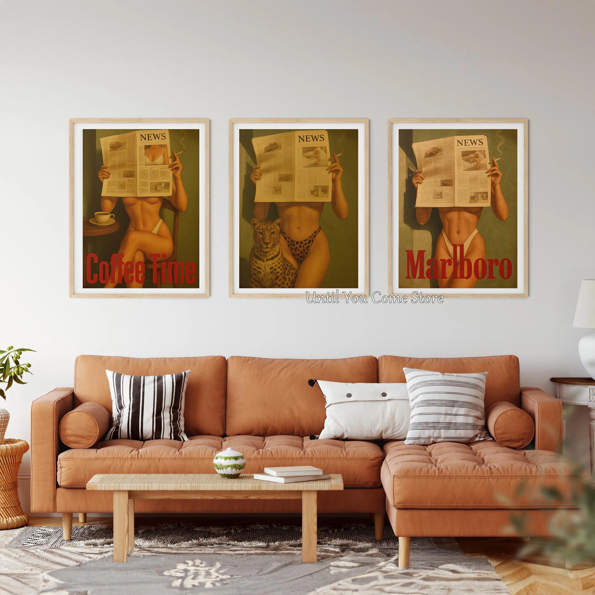 Retro Fashion Sexy Woman Cigarette Reading Poster Print Canvas Pictures Home for Living Room and Bedroom Wall Modern Decor view 2