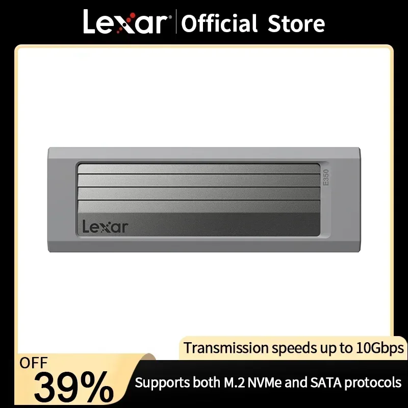 Lexar E350 M.2 SSD Enclosure NVMe/SATA Dual Protocol Type-C All Aluminium Mobile Hard Drive Case 10Gbps Transfer