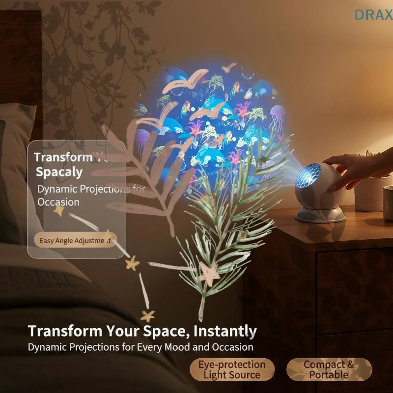 Multifunctional Projection Lamp, Dreamy Patterns Eye Protection Night Light for Kids Bedroom