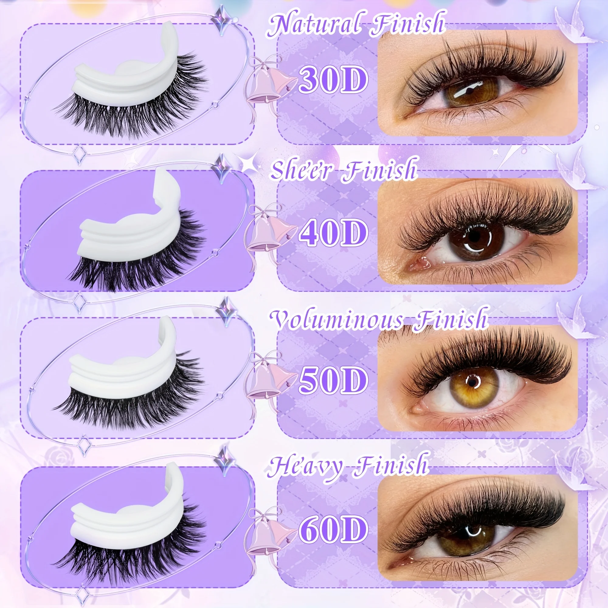 30D40D50D60D Mixed styles, 9-16mm Mixed lengthsD Curved Vacation Lash Sets Suitable for all kinds of festivals and stages.