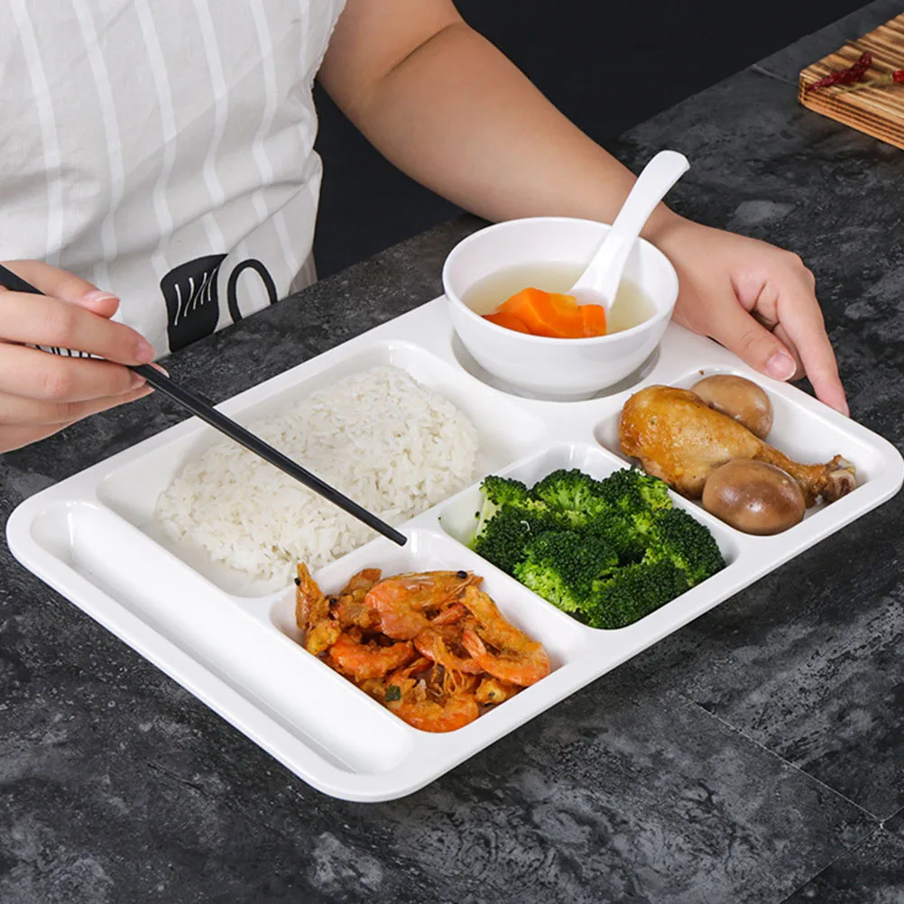 

Melamine Compartment Plate Round White Multi-grid Food Serving Household Breakfast Divided Tray Barbecue Fruit Stackable