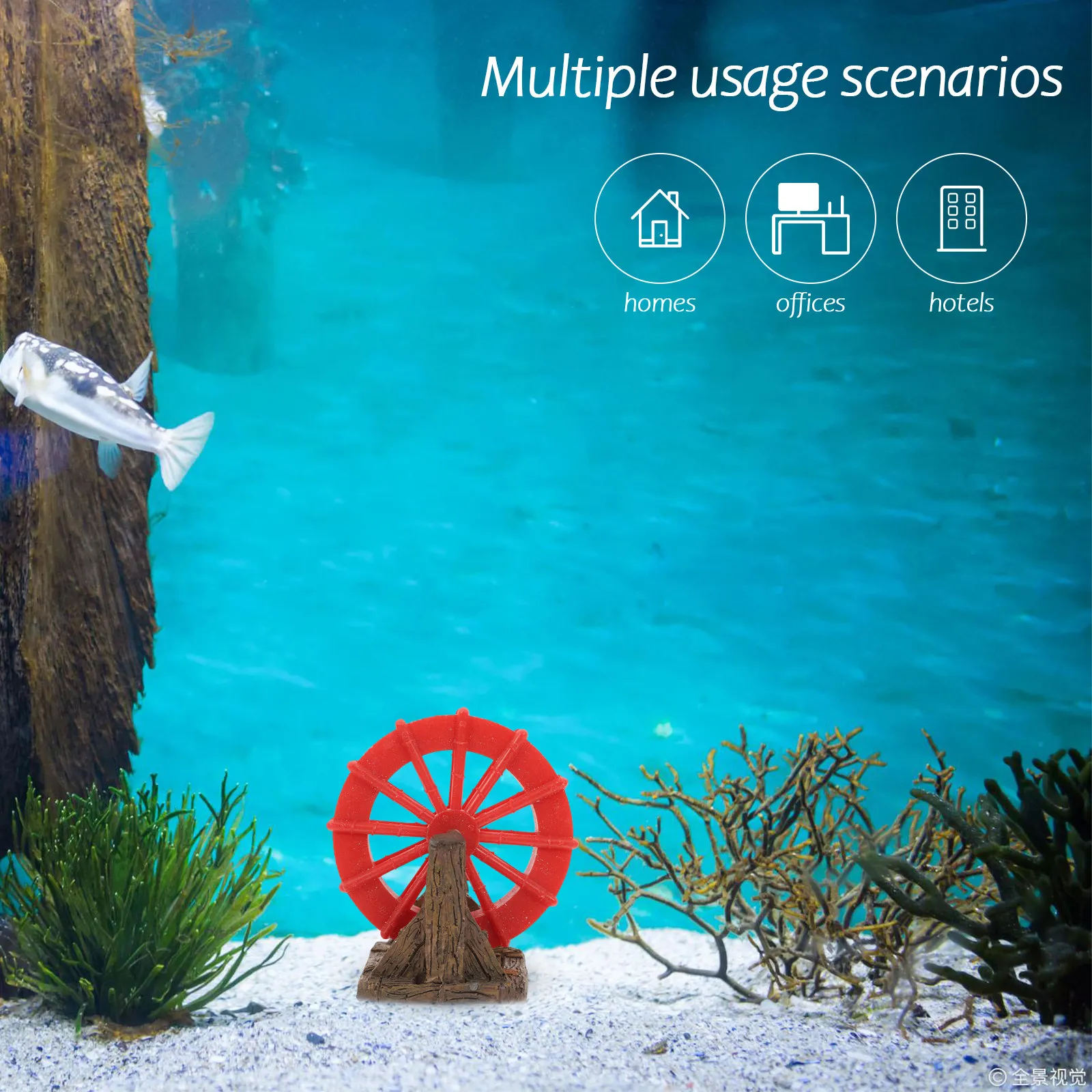 Miniature Aquarium Waterwheel Decoration Fish Tank Landscape Rotating Wheel Aquatic Accessory Enhance Fish Environment and