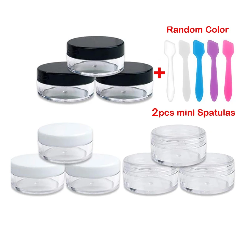 100pcs 2g 3g 5g 10g 15g 20g Empty Plastic Cosmetic Jar Pots Clear Sample Bottles Eyeshadow Cream Lip Balm Storage Box