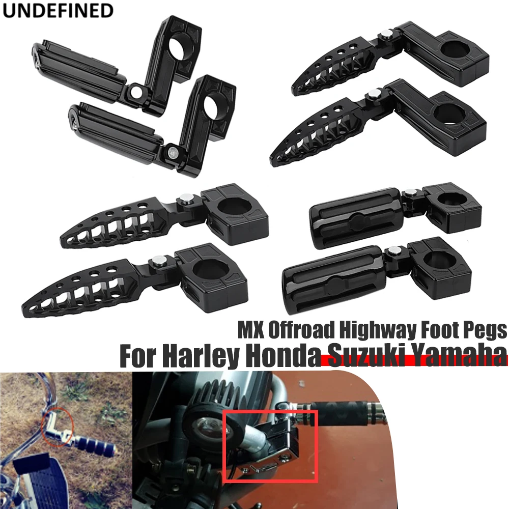 

32mm 1-1/4" MX Highway Pegs Engine Crash Bar Guard Footrest Mount Clamp For Harley Dyna Softail Fat Boy Sportster 883 Motorcycle