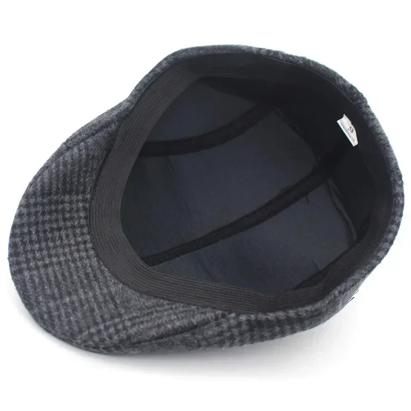 Fashion Retro Plaid Men\'s Autumn Winter Thick Warm Cap Berets Golf Taxi Driver Newsboy Cap Outdoor Casual Male Hat