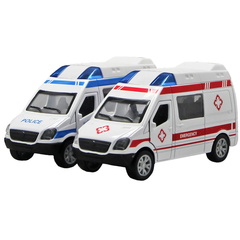 Boys Ambulance Modle Toy Car Metal Shell 1 :32 Acousto-optic Patrol Wagon Children Gift