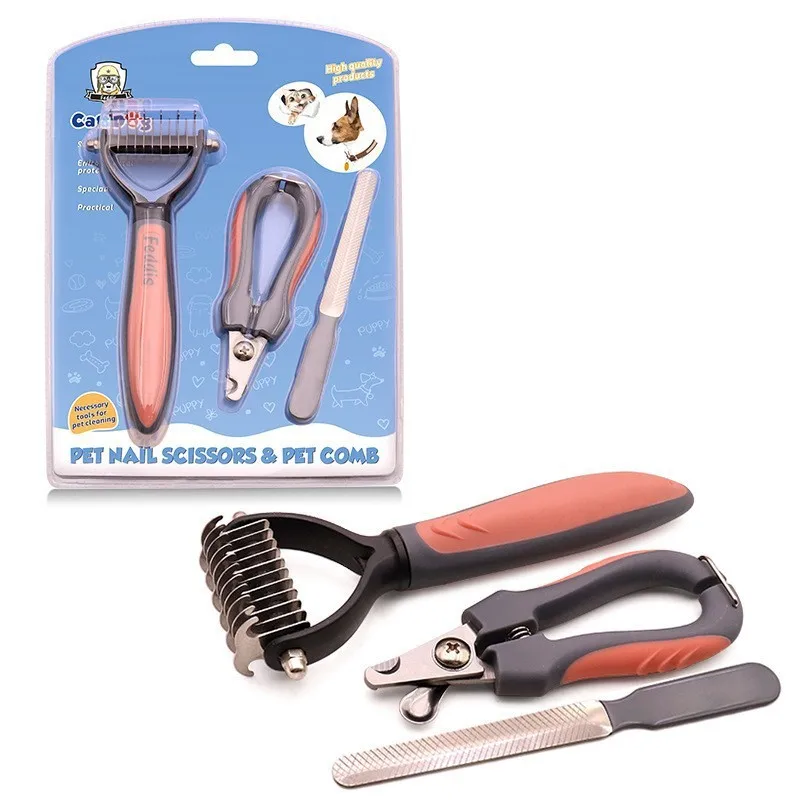 

Stainless Steel Pet Grooming Brush Set Double Sided Dog Cat Comb for Removing Mats Loose Hair
