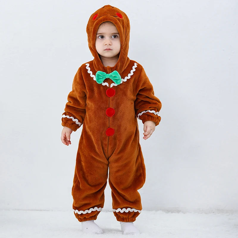 Infant Santa Claus Costume Cozy Fleece Hooded Romper Toddler Christmas Outfit with Embroidered Details and Pom-Pom Trim