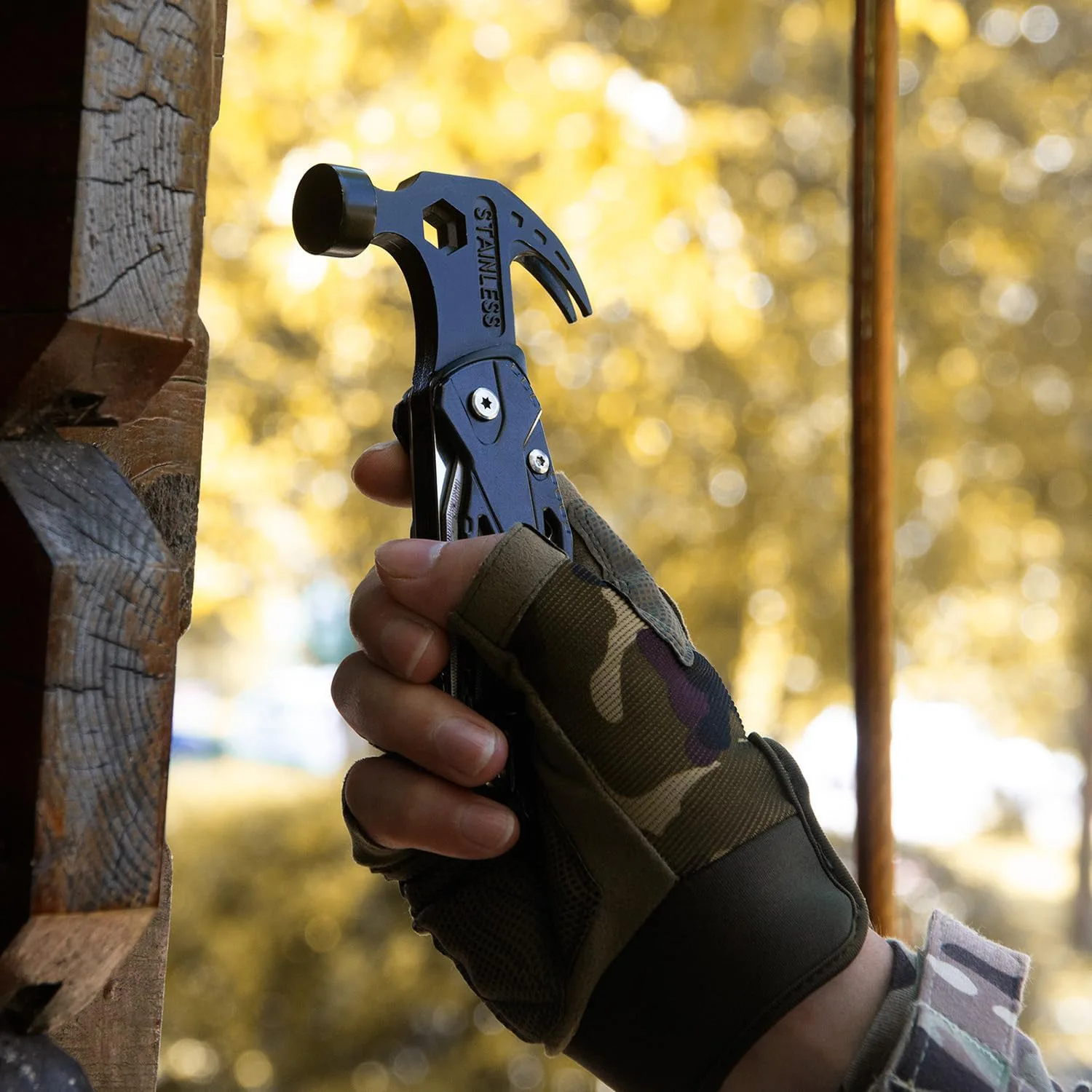 Portable Multi‑Function Folding Camping Hammer, Multi‑Purpose Claw Hammer Combination Pliers Outdoor Survival Tool