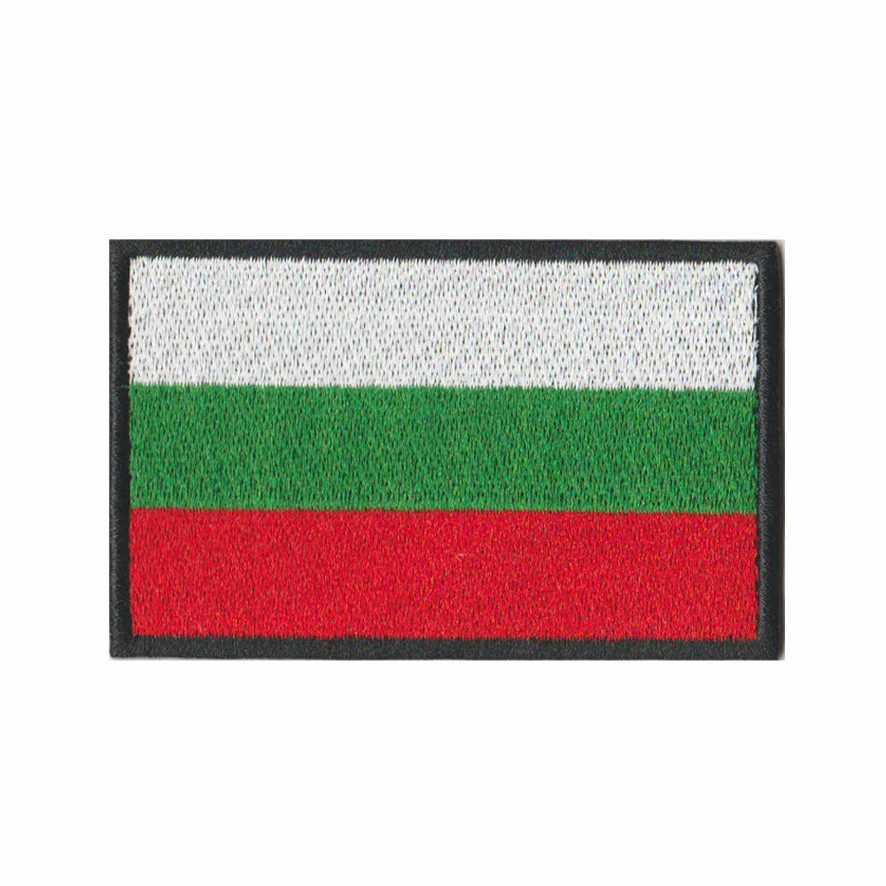 1PC Bulgarian Flag Bulgaria Armband Embroidered Patch Hook & Loop Or Iron On Embroidery  Badge Military Moral Stripe