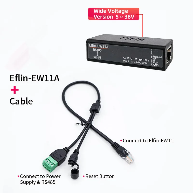 Serial Port RS485 to WiFi Serial Device Server Elfin-EW11 Support TCP/IP Telnet Modbus TCP Protocol IOT Data Transfer Converter