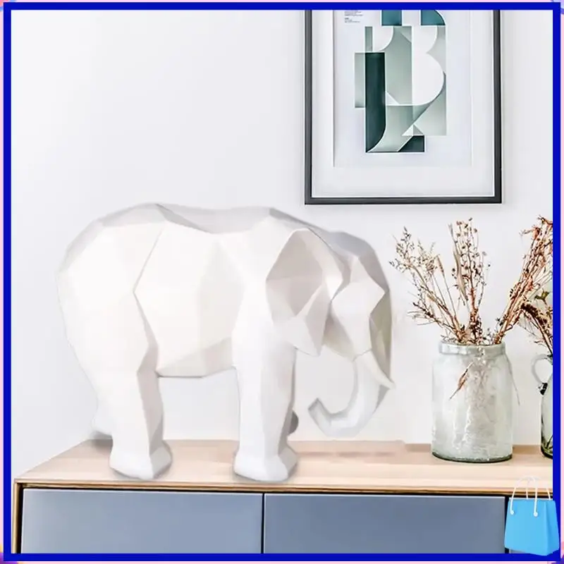 

Customer Favorite Fashion Abstract 3D Print Elephant Statue Resin Ornaments Home Decoration Accessories Gift Geometric Elephant