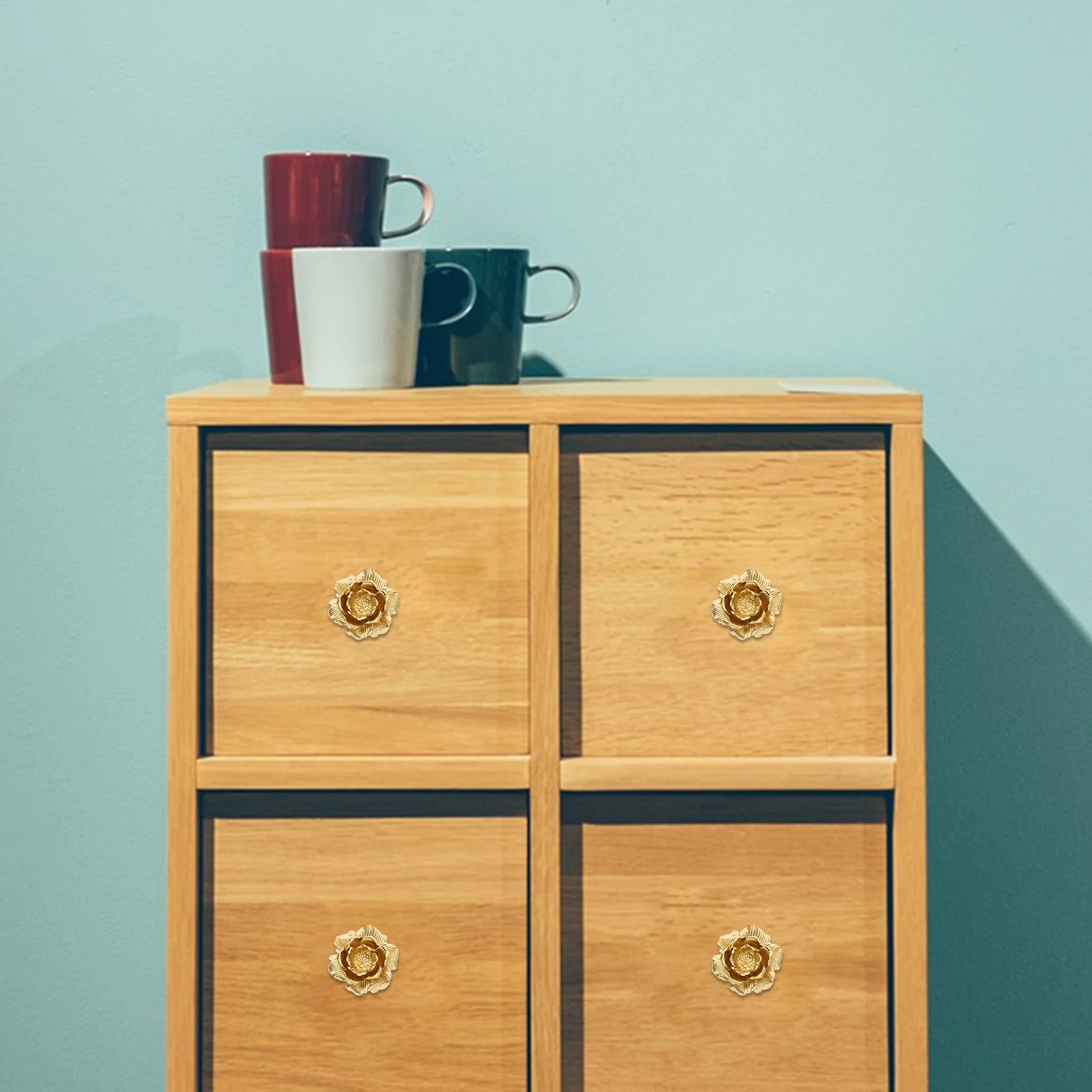 

Rose Flower Brass Cabinet Knob Modern Decorative Pull Handle for Drawer Door Cupboard Wardrobe Furniture Handles Dresser Pulls