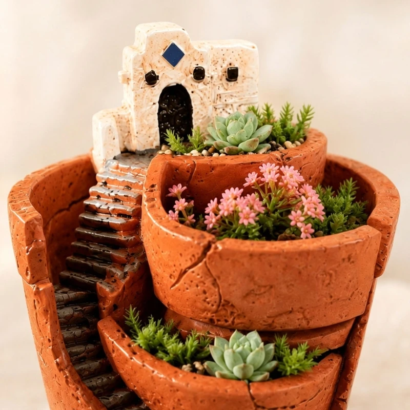 Balcony Table Plant Pot with Tiered Cottage Funny Succulents Plant Pot A2BB