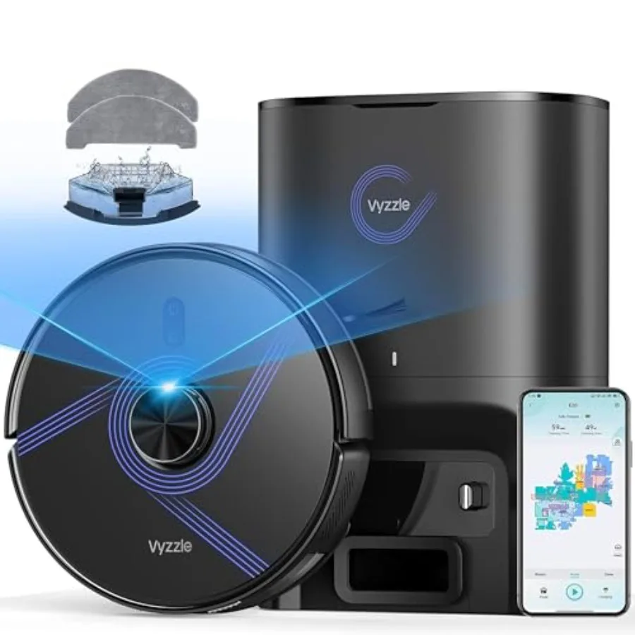 Robot Vacuum and Mop 4-in-1 Robotic Vacuum Cleaner with Self-Emptying Base 8000Pa Vacuum Robot with LiDAR Navigation 60 Days Cc