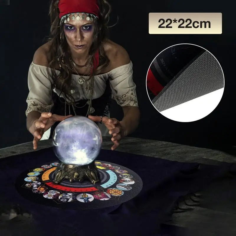 Divination Board Round Pendulum Mat Rubber Divining Mat 8.7in Altar Tarot Table Cloth For Spiritual Healing Chakras Balance