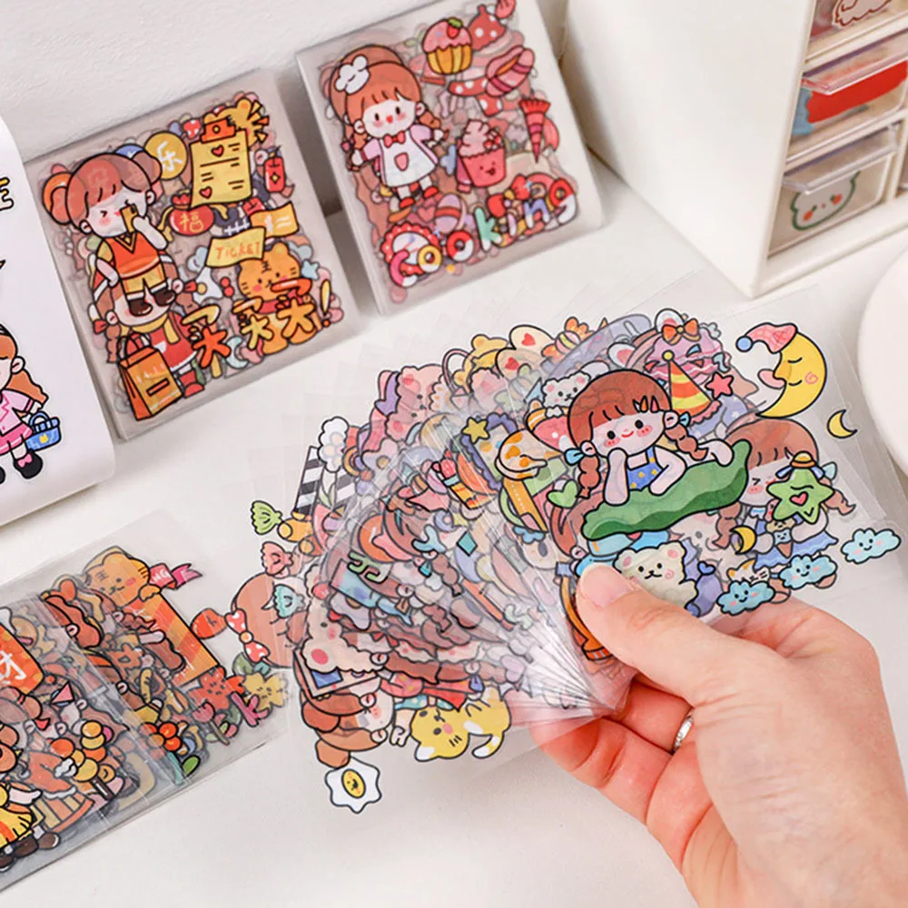 1Set/25Pcs Cartoon Girls Stickers Diary Diy Scrapbook Decoration Stationery Office School Adhesive Album