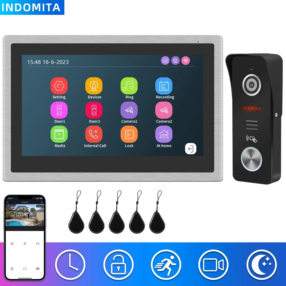 

Indomita Tuya Smart Home Intercom System,WiFi Video Door Phone Camera,Works Alexa,Touch Screen LCD Display,RFID Doorbell Unlock