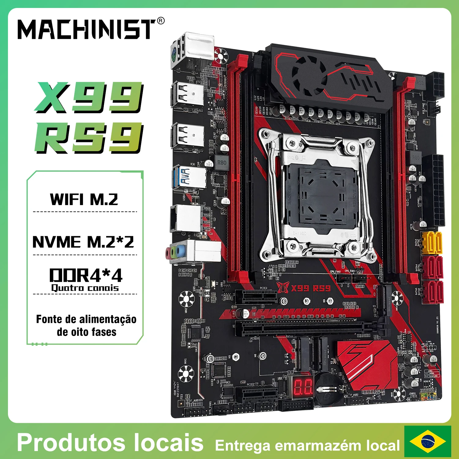Kit conjunto de placa-mãe MACHINIST X99-RS9 com LGA2011-3 Xeon E5 2680V4 CPU DDR4 16GB (1*16GB) 2133MHZ Memória RAM NVME M.2 SATA