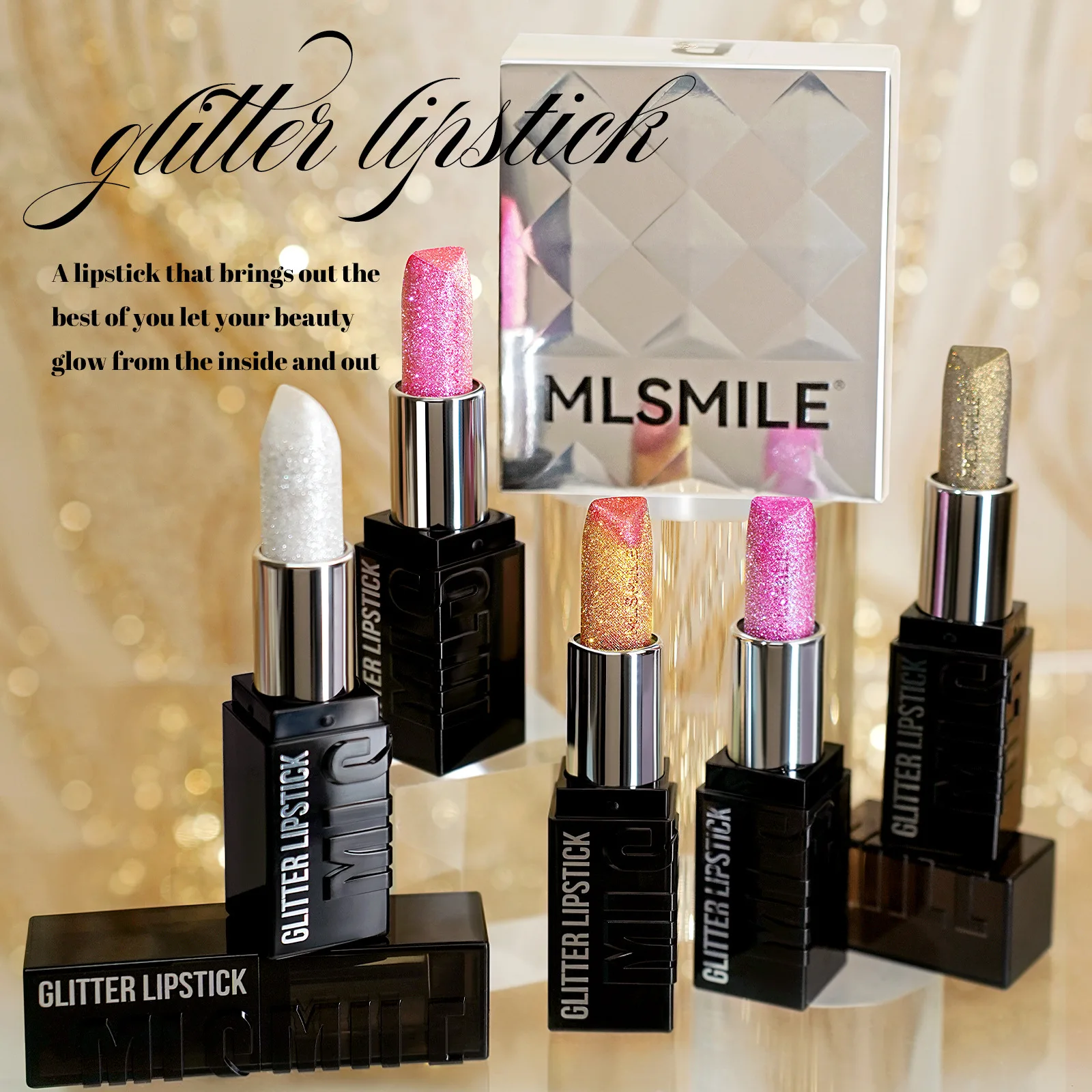 光沢のあるダイヤモンドの口紅セット,3ピース,光沢のある,着色された,長持ちする,セクシーな光沢のある,真珠光沢のある唇のメイク,化粧品