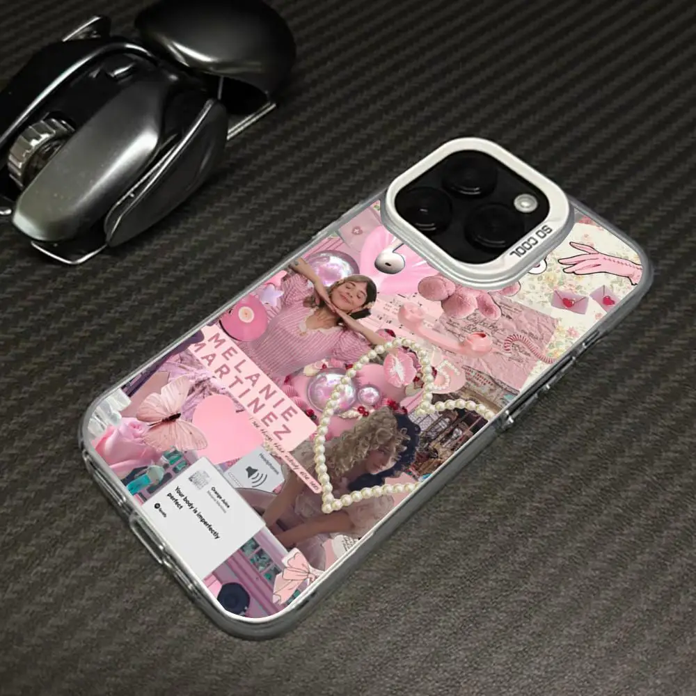 Girl Singer Melanie Martinez Phone Case White IMD Colorful Case Silver Suitable for iPhone 16 15 14 13 12 11 XS Pro Max