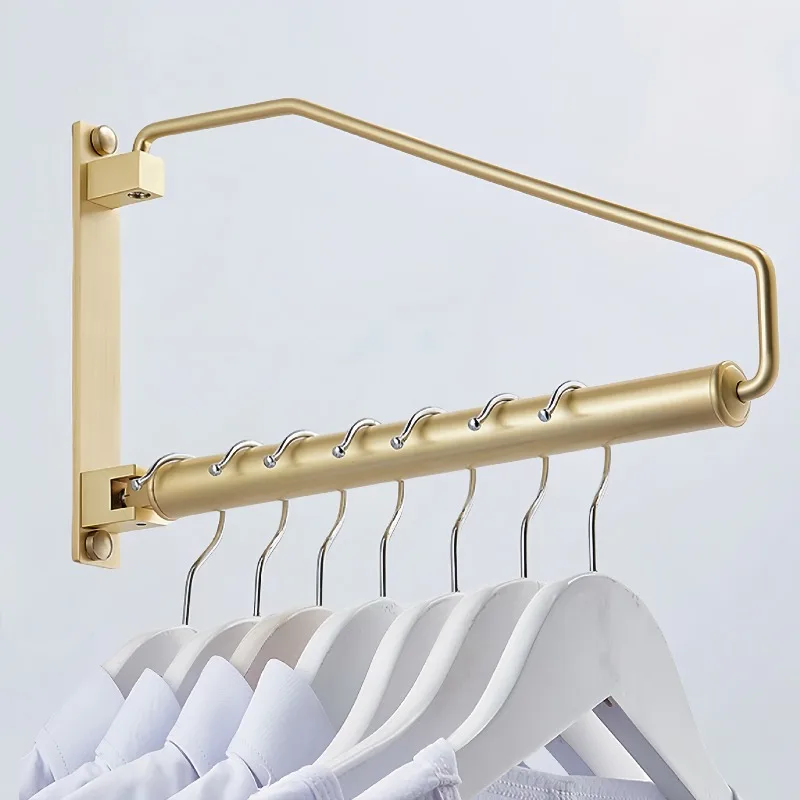 

Brass brass gold invisible drying rack bedroom balcony wall hanging folding drying rod rotating drying rack towel rack