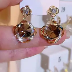 Fashion Trend Unique Design Geometric Elegant Classic Luxurious Zirconia Earrings For Women Jewelry Wedding Party Premium Gifts