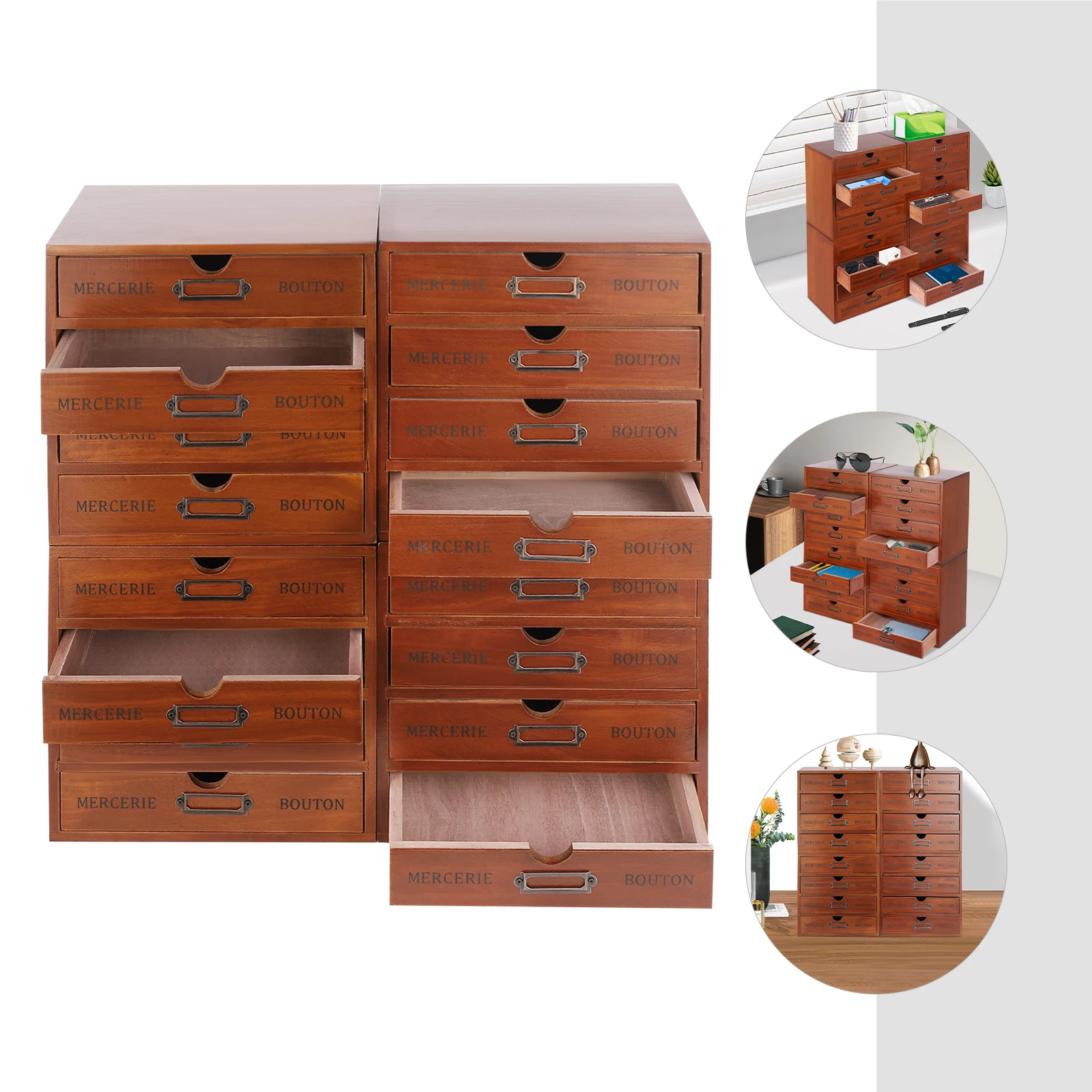 

Vintage Large Wooden Jewelry Box Women Gift Storage Case Organizer Stand Brown ﻿