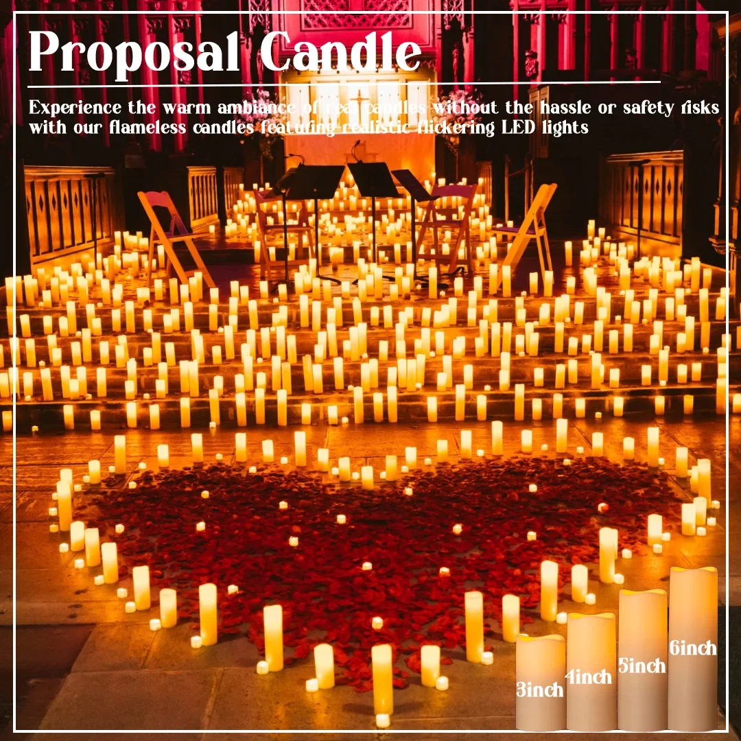 120-12Pcs Flameless Led Candles Battery Operated Candles Wedding Decor Led Candles Flickering Candle Candlelight Concert
