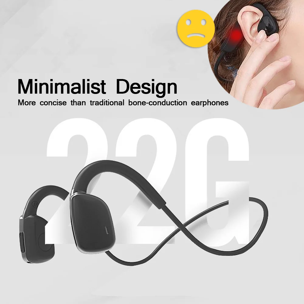 Bluetooth 5.1 Wireless Bone-conduction Earphones 22g Ultra-light Painless Earhook IPX6 Waterproof Headsets for iPhone Sports