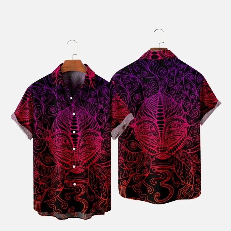 

Men's Fashion Summer T-Shirts Hawaiian Skull Demon 3d Print Cozy Casual One Button Shirts Short Sleeve Beach Oversized Shirts 2