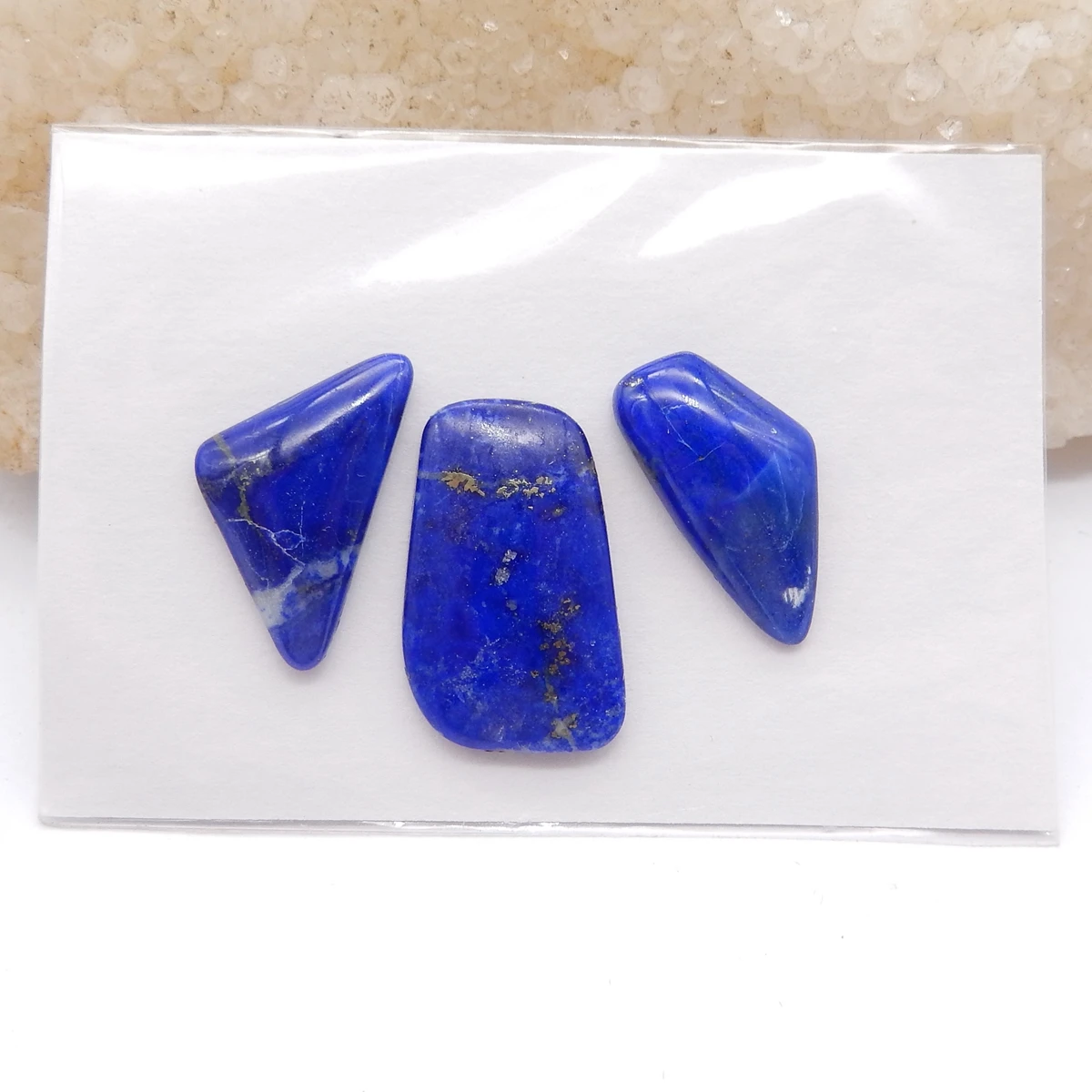 

Natural Lapis Lazuli Flatback Cabochons Lot, 3pcsLoose Gemstone for Jewelry Making