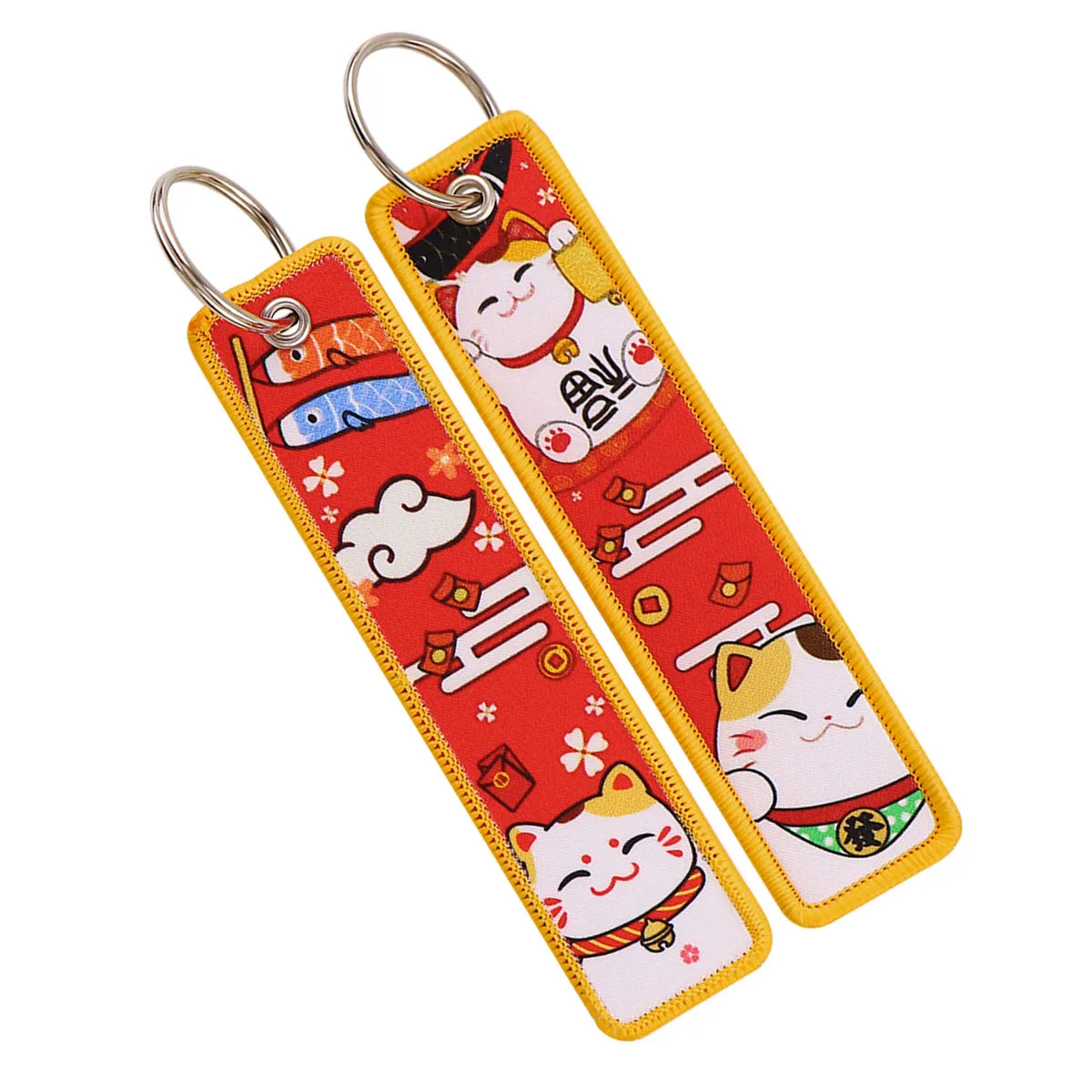 Lucky Cat Embroidery Key Fobs Fortune Cat Key Tag Cartoon Keychains Chaveiro Accessories Key ring Holder For Backpack Pendant