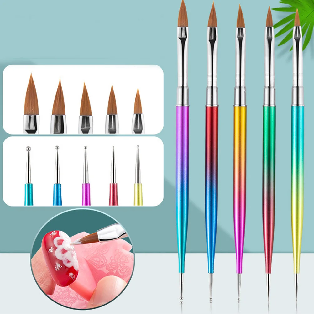 5 stuks Nail Art Pen Set Double-Ended Point Drill Uv Tekening Manicure Tool Kit Professioneel thuisgebruik DIY Nail Art