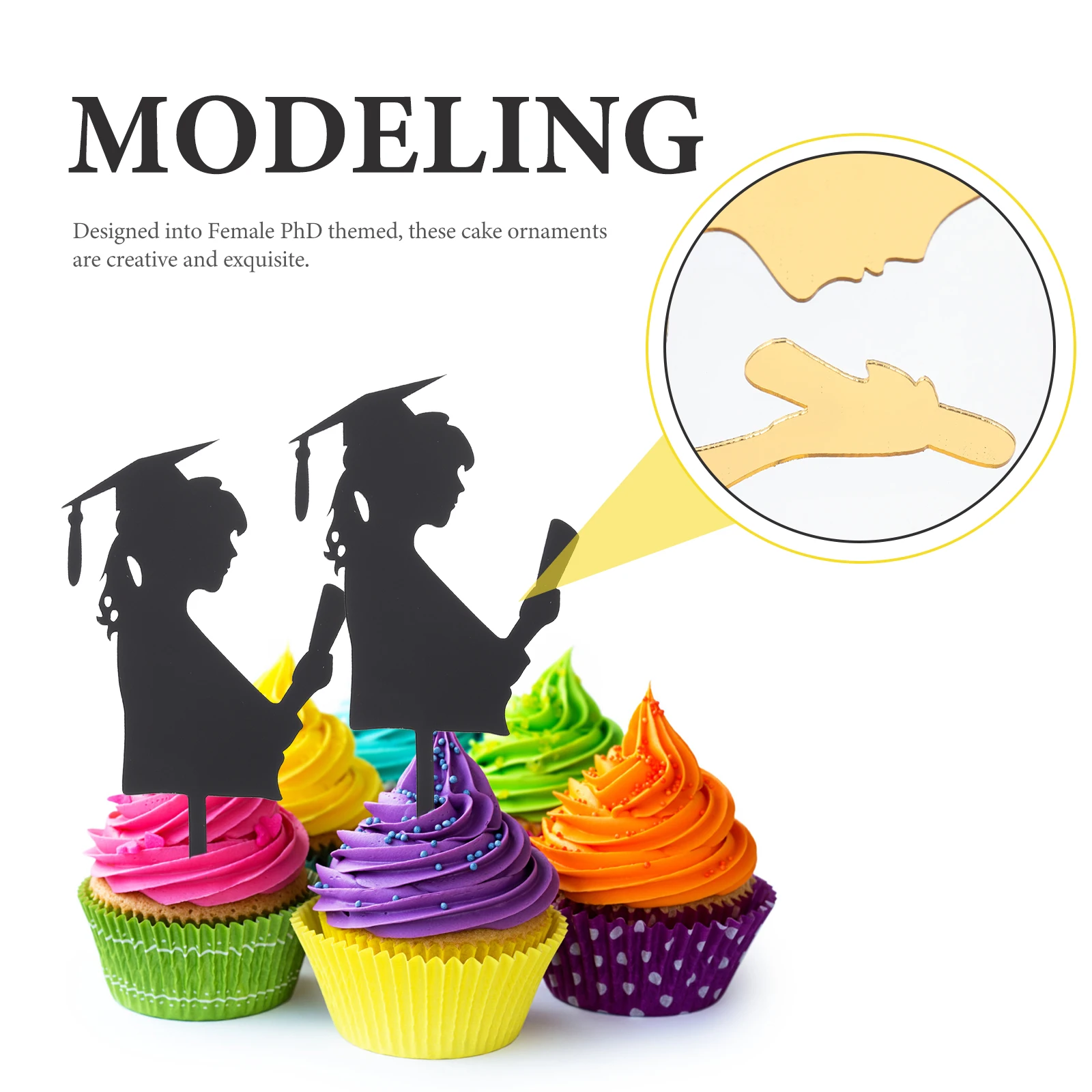 

4 Pcs Cake Insert Decorations for Graduation Dessert Decorate Mixed Style Party Supplies Congrats Acrylic Prop Toppers Girls