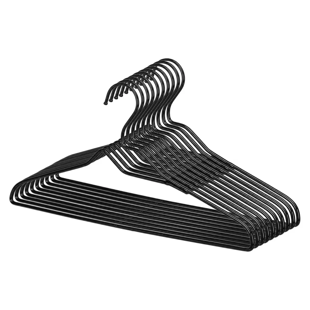 10‑Count Black Non‑Slip Clothing Hangers, Chrome Metal Hooks, Durable Closet Storage Hangers for Shirts, Jackets & Household Wardrobe Organization view 2